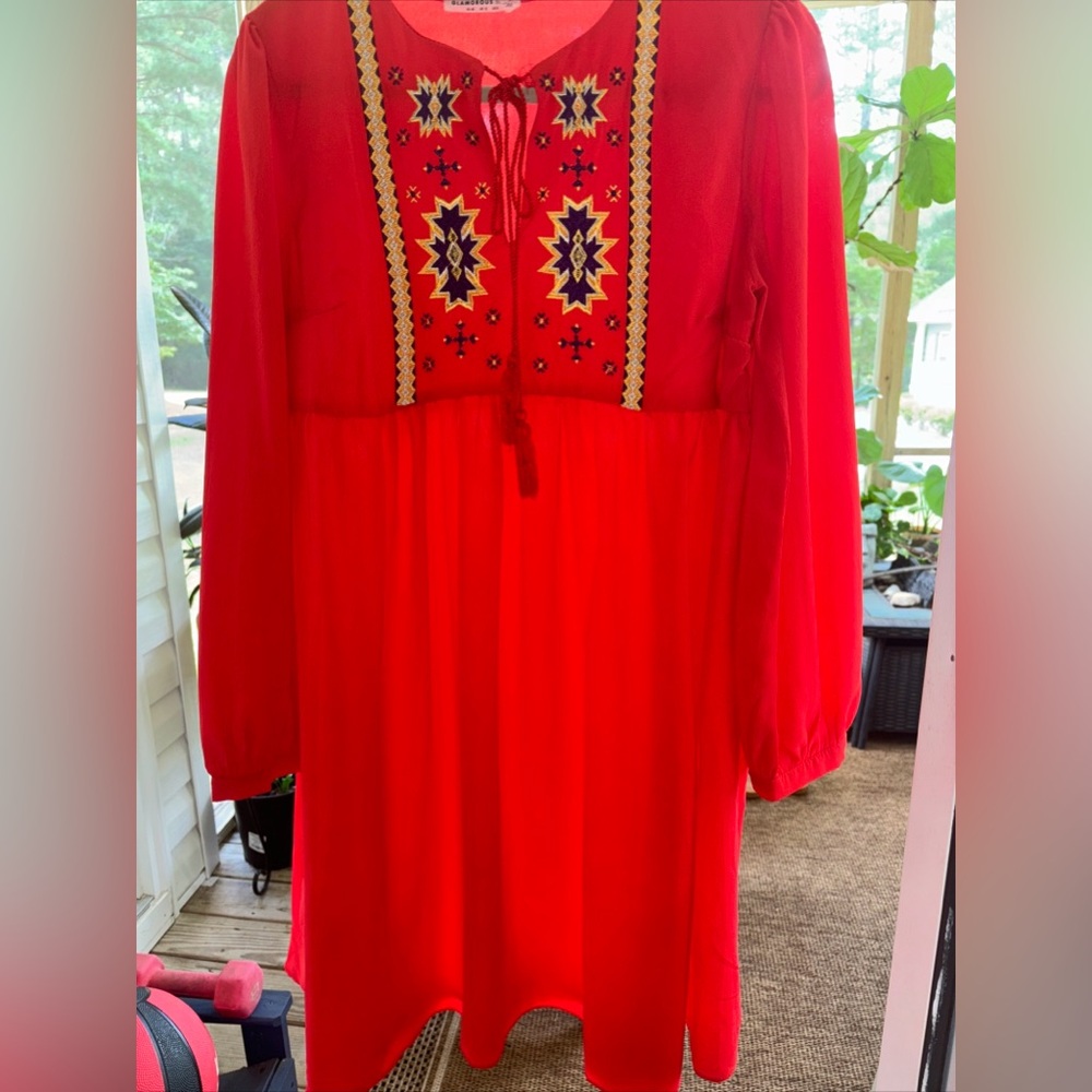 Glamorous Bloom (ASOS) Embroidered Red Dress